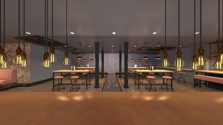 3D CG rendering of restaurantの写真素材