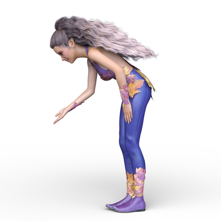 3D CG rendering of active girlの写真素材