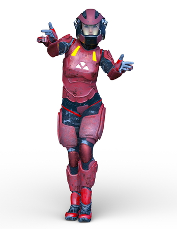 3D CG rendering of cyber womanの写真素材