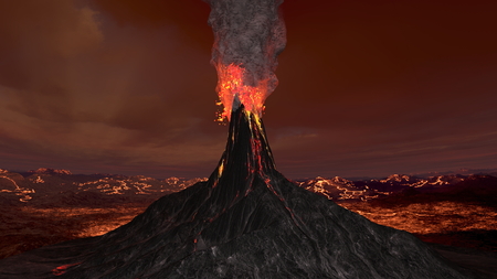 3D CG rendering of Volcanoの写真素材