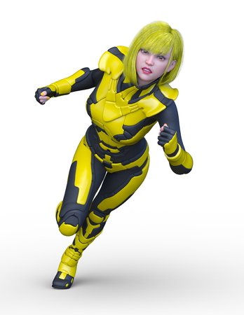 3D CG rendering of cyber womanの写真素材