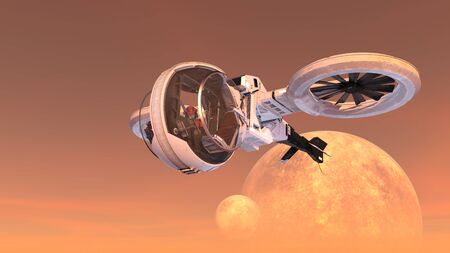 3D CG rendering of helicopter