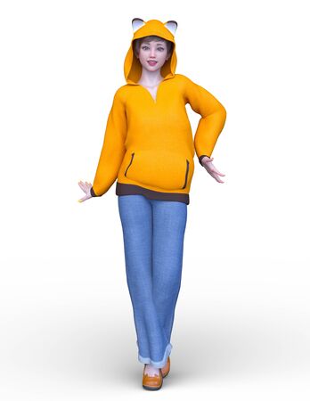 3D CG rendering of costume girlの写真素材