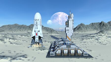 3D CG rendering of space station