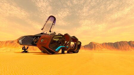 3D CG rendering of space ship