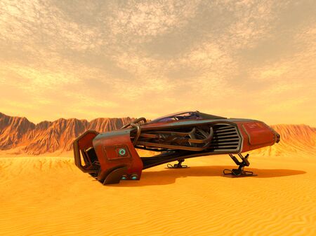 3D CG rendering of space ship
