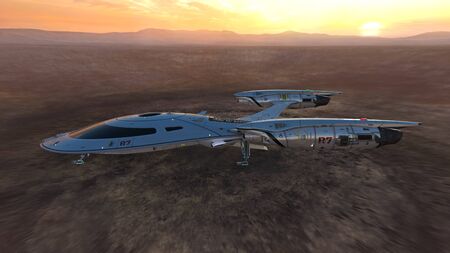 3D CG rendering of space ship