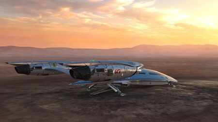 3D CG rendering of space ship