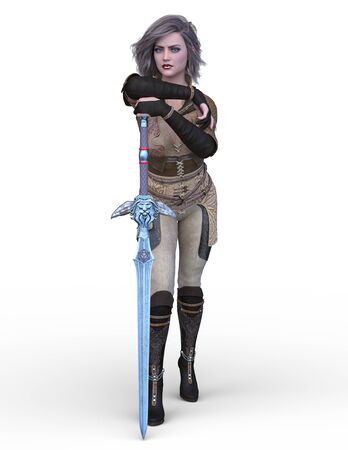 3D CG rendering of warrior womanの写真素材