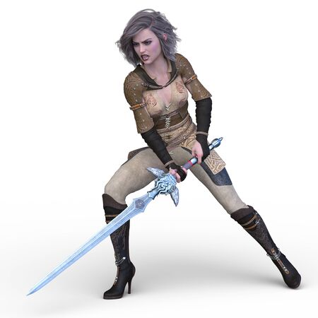 3D CG rendering of warrior womanの写真素材