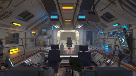 3D CG rendering of Inside the spaceship