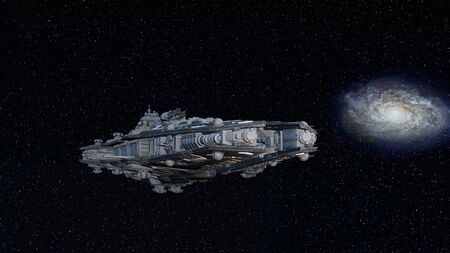 3D CG rendering of space ship. Elements of this Image Furnished by NASA.の写真素材