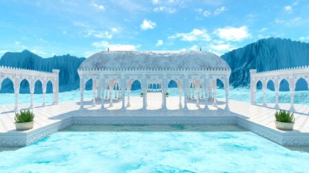 3D CG rendering of terraceの写真素材
