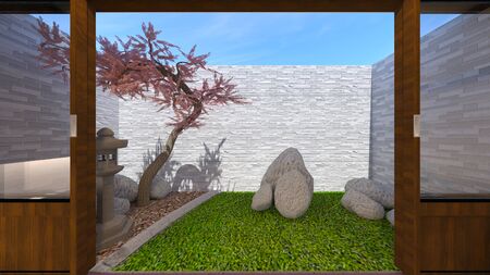 3D CG rendering of Japanese style mansionの写真素材