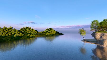 3D CG rendering of solitary islandの写真素材