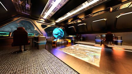3D rendering of Inside the spaceship