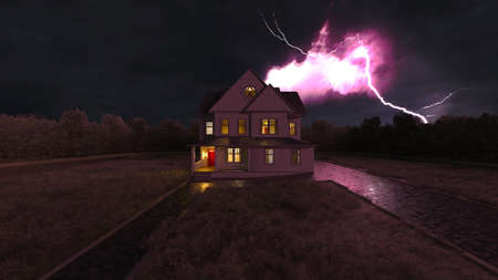 3D rendering of outside of the houseの写真素材