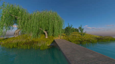 3D rendering of solitary islandの写真素材