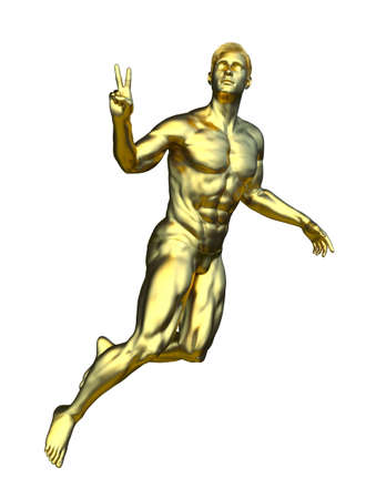 3D rendering of gold manの写真素材