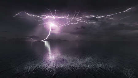 3D CG rendering of Lightning strikeの写真素材