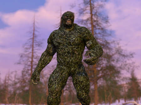 3D rendering of  uncanny tree manの写真素材