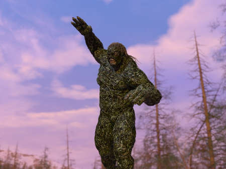3D rendering of  uncanny tree manの写真素材
