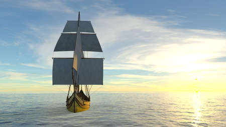 3D rendering of sailing ship