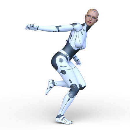 3D rendering of cyber womanの写真素材