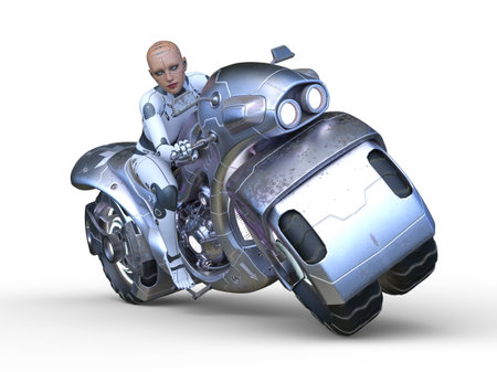 3D rendering of speeder bikeの写真素材