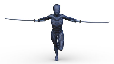 3D rendering of female swordmanの写真素材