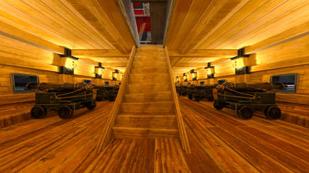 3D CG rendering of Inside the shipの写真素材