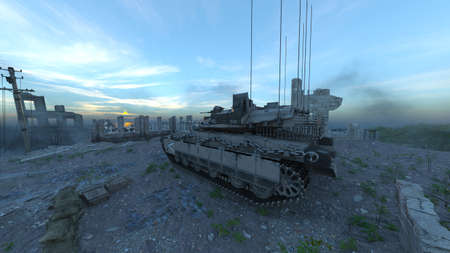 3D rendering of military tankの写真素材
