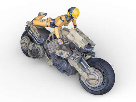 3D rendering of speeder bikeの写真素材