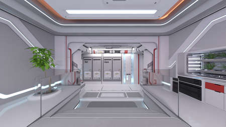 3D rendering of Inside the spaceship