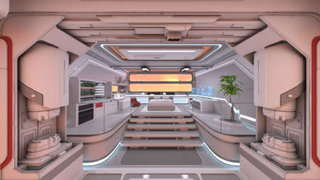 3D rendering of Inside the spaceship