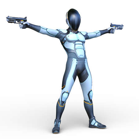 3D rendering of cyber manの写真素材