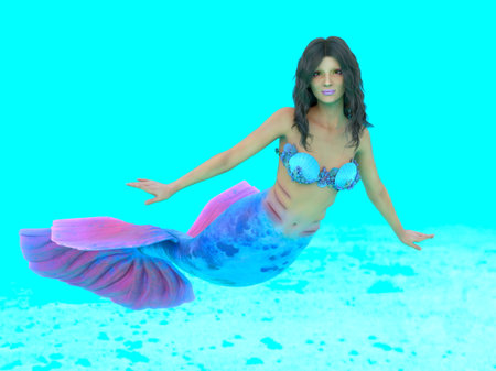 3D rendering of Mermaid Girlsの写真素材