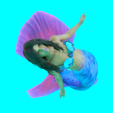 3D rendering of Mermaid Girlsの写真素材