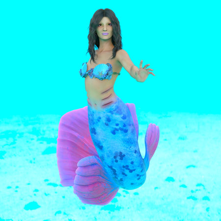 3D rendering of Mermaid Girlsの写真素材