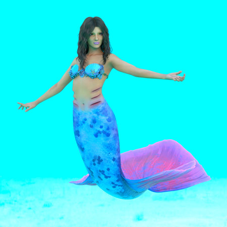 3D rendering of Mermaid Girlsの写真素材