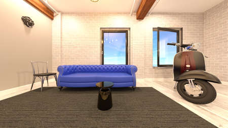 3D rendering of the spacious room