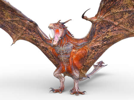 3D rendering of a flying dragonの写真素材