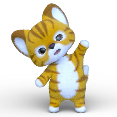 3D rendering of a catの写真素材