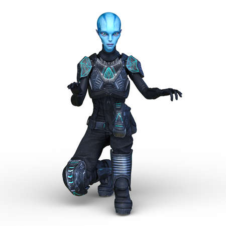 3D rendering of a female alien