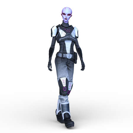 3D rendering of a female alienの写真素材