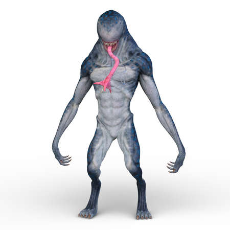 3D rendering of a long tongue alien