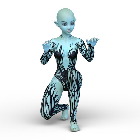 3D rendering of a female alienの写真素材