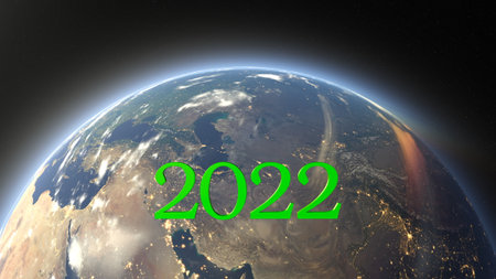 3D rendering of the year 2022 and the earth