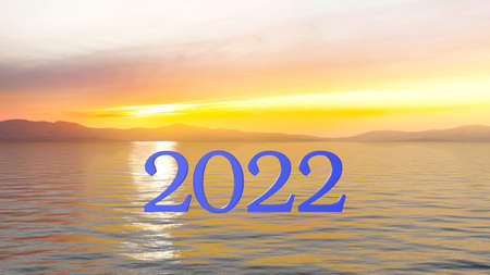 3D rendering of the year 2022 and sunrise