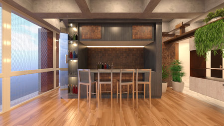 3D rendering of the living room